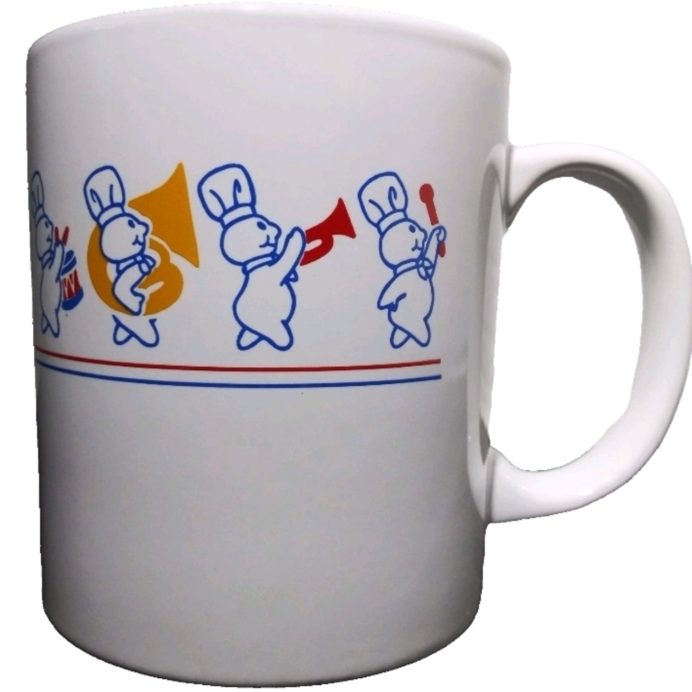 Vintage 1991 Pillsbury Doughboy Marching Band Tea Cup Coffee Mug Advertising EUC